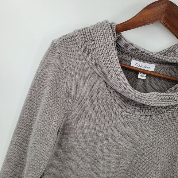 Calvin Klein Womens Cowl Neck Pullover Knit‎ Sweater Sz Medium Gray Long Sleeve - Picture 4 of 9